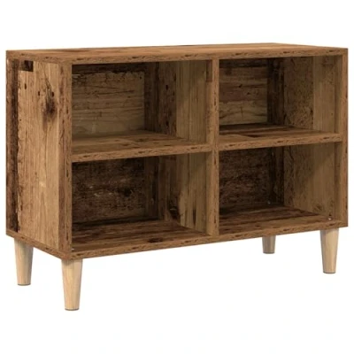 Image of vidaXL Rustic TV Stand Old Wood Media Console with Weathered Finish, 4 Cubbies, Rectangular Cabinet for Living Room/Office