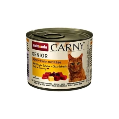 Image of animonda Carny Senior cat food, wet food for cats from 7 years, beef + chicken with cheese, 6 x 200g