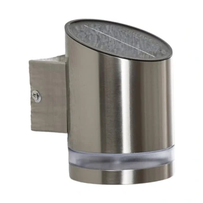 Image of Solar Wall Light &#039;Salma&#039; (Modern) in Silver Made of Stainless Steel (1 Source,) from Lindby lamp, Garden