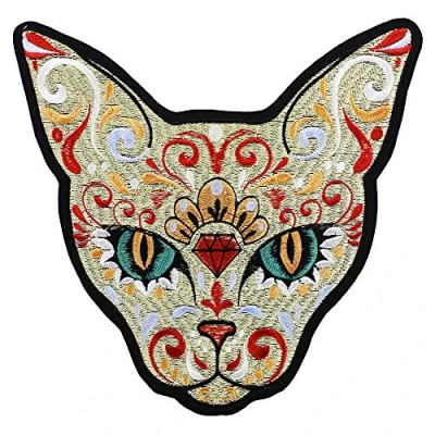 Image of Embroidery Cat Patches Iron on Badges Stickers Clothes Applique for Jacket Backpack Decorated Crafts Sewing 1piece