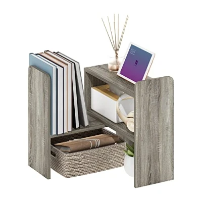Image of Furinno Desk Top Organizer Bookshelf, Engineered Wood, French Oak, 17.02 (D) x 60.2 (W) 39.8 (H) cm