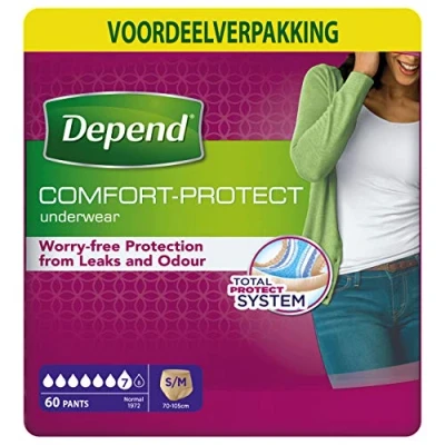 Image of Depend Underwear Absorbent Absorption Normal Size S/M Women 60 Units