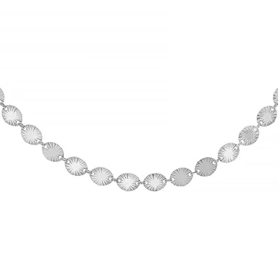 Image of Tuscany Silver Women&#039;s Sterling Patterned Oval Disc Necklace of Length 51.0cm