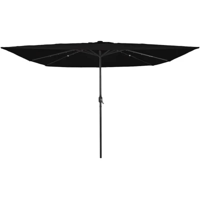 Image of vidaXL Square Garden Umbrella with LED Lights 295x245 cm Black