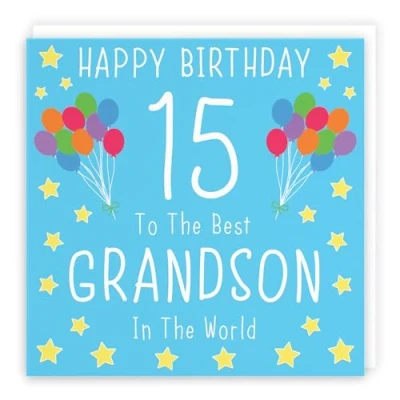 Image of Hunts England Grandson 15th Birthday Card Happy 15 To The Best In World Iconic Collection Fun