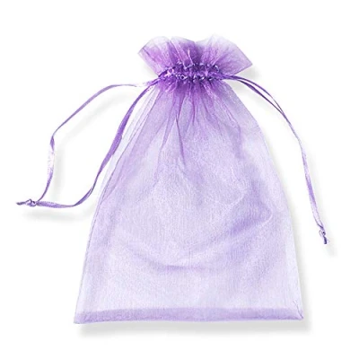 Image of 100 Pcs Large Mesh Bags with Drawstring, Organza Drawstring Gift Jewelry Pouches, 30x40cm PLECUPE Transparent for Christmas Wedding Favor Party Birthday Purple#