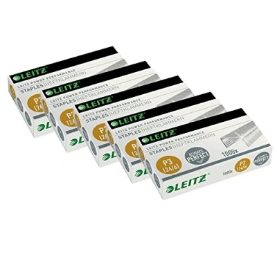 Image of Leitz 55700000 Staples (24/6 mm) Galvanised Pack of 1000 (5 Packs, 24/6