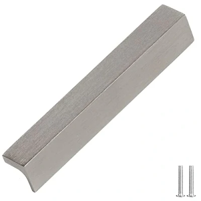 Image of Decoranddecor Contemporary Pull Handles Solid Metal for Cabinets (96mm Between Hole Centres, Brushed Chrome)