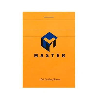 Image of Clairefontaine Ref 10707C Calligraphe Master Head Stapled Desk Pad Notepad (100 Sheets) A7 Sized, 5/5 Squared Rulings, 70gsm Superfine Vellum Paper
