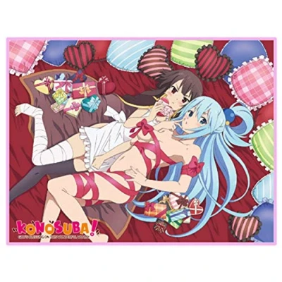 Image of Great Eastern Entertainment Konosuba Aqua &amp; Megumin Sublimation Throw Blanket, Multicolor