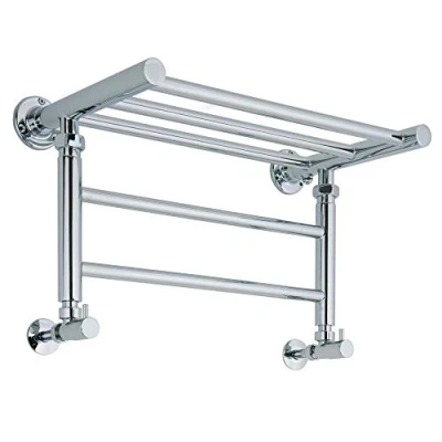Image of Milano Pendle Chrome Ladder Style Heated Towel Rail Shelf 294mm x 532mm