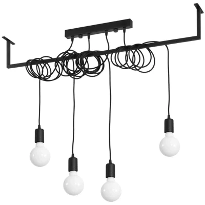 Image of Salamanca Modern Straight Bar Pendant 4 Light Black E27
