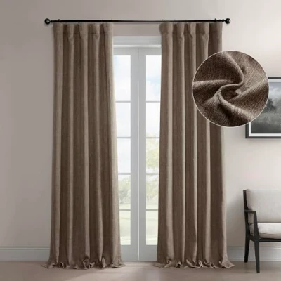 Image of HPD Half Price Drapes Faux Linen Room Darkening Curtains 120 Inches Long Luxury for Bedroom &amp; Living (1 Panel), 50W X 120L, Dutch Cocoa