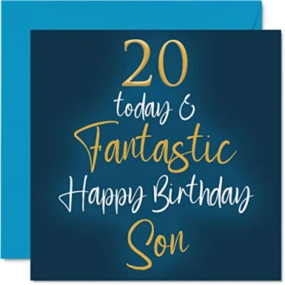 Image of Fantastic 20th Birthday Cards for Son 20 Today &amp; Happy Card from Mum or Dad, Gifts, 145mm x Greeting Gift