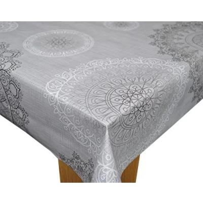 Image of Karina Home Mandala Grey PVC Tablecloth 200cm x 137cm