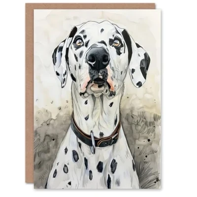 Image of Artery8 Greeting Card Sweet Gazing Dalmatian Dog Lover Watercolour Blank For Him Or Her Art Birthday