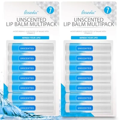 Image of 14pk Unscented Lip Balm Multipack Moisturiser &amp; Hydrating Stick Care Balms Original Lipbalm Natural Repair for Dry Lips With Vitamin E