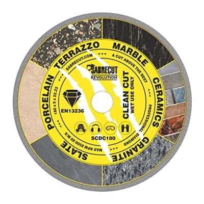 Image of 1 x SabreCut SCDC180 180mm (7&quot;) 5mm 22.23mm Bore Continuous Rim Diamond Angle Grinder Circular Saw Blade Compatible with Bosch Dewalt Makita Milwaukee and Many Others