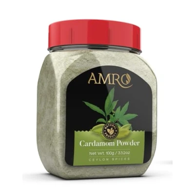 Image of Pure Ceylon Cardamom Powder 100g (3.52 oz), 100% all natural, gently dried and ground, without additives, flavor enhancers, or artificial flavors.