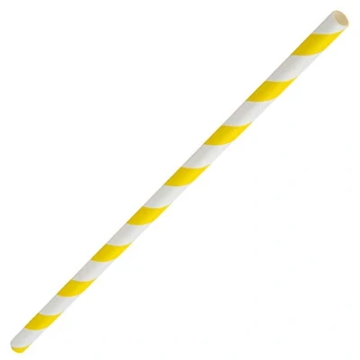 Image of Yellow &amp; White Paper Straws 8inch Pack of 250