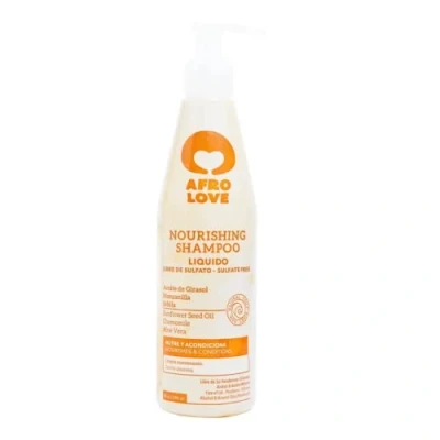 Image of Afro Love Nourishing Shampoo, 10 oz Silicone &amp; Sulphate free, Natural Ingredients, Shine, Hair Growth Sunflower Scent