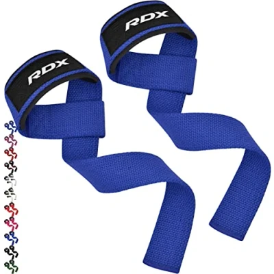 Image of RDX Weight Lifting Straps Deadlifting Powerlifting, 5MM Neoprene Wrist Support, Anti Slip 60CM Hand Bar Grip, Heavy Duty Bodybuilding Weightlifting Workout, Soft Cotton, Strength Training Gym Fitness