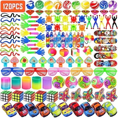 Image of Chennyfun Party Bag Fillers for Kids, 120 PCS Bulk Toys Favors Children, Game Prizes, Classroom Rewards, Stocking Pinata Fillers, Easter Gifts Birthday