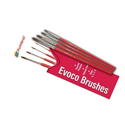 Image of Humbrol Model Paint Brushes AG4150 Evoco Brush Pack 0, 2, 4, 6 4 Set for Art, Modelling Enamel &amp; Acrylic Paints Small Painting Craft Kits