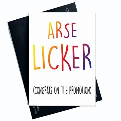 Image of Promotion Card, Coworker Cards, Good Luck Congrats New Job Colleague Leaving Goodbye Funny Card Arse Licker Cards PC70