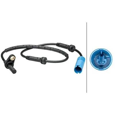 Image of 34526784989, 6784989 ABS sensor HELLA 6PU 012 679 441 Active 2 pin connector 630mm BMW: X1