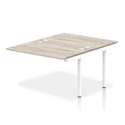 Image of Impulse Bench B2B Ext Kit 1200 White Frame Office Desk Grey Oak