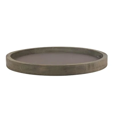 Image of Stonebriar Large 11.8&quot; Decorative Rustic Farmhouse Worn Natural Wood and Metal Tray