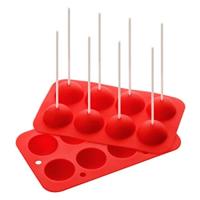 Image of Premier Housewares 805378 Silicone Cake Pops Mould, Cupcake Baking Cup Red, 8 Mould