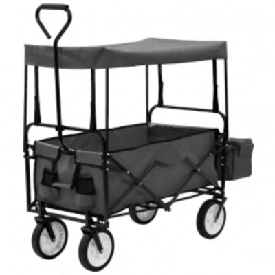 Image of vidaXL Folding Hand Trolley with Canopy Steel Grey