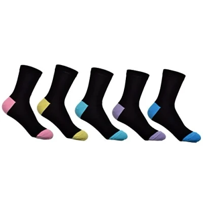 Image of 5 pairs of Plain Black Ladies Socks Cotton Rich
