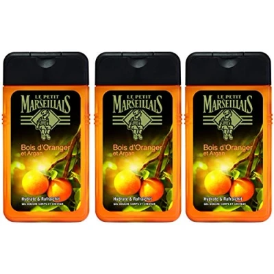 Image of Le Petit Marseillais Shower Gel for Men Orange Wood and Argan 250 ml Bottles Pack of 3