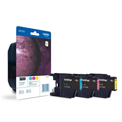 Image of Brother LC 1220C/LC 1220M/LC 1220Y Inkjet Cartridge, Cyan/Magenta/Yellow, Multi Pack, Standard Yield, Includes 3 x Cartridges, Genuine Supplies