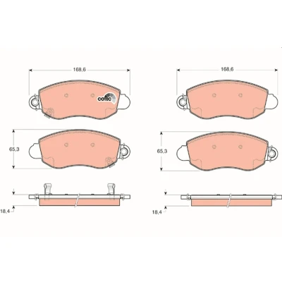 Image of 04053306, 4077636, YC152K021AC Brake pad set TRW COTEC GDB1424 with acoustic wear warning FORD: Transit Mk5 Van, Platform / Chassis