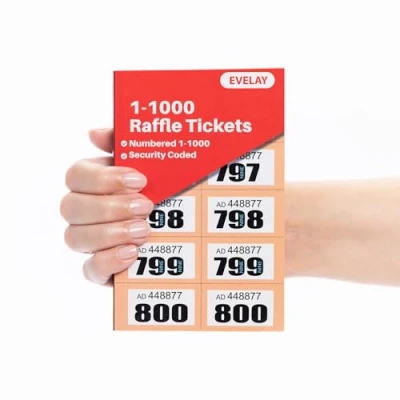 Image of evelay Cloakroom Raffle 1 1000 Tombola Draw Tickets Numbered Orange
