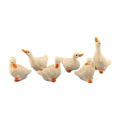 Image of Dolls House Set of 6 Geese Miniature Birds Farm Yard Accessory 1:12 Scale