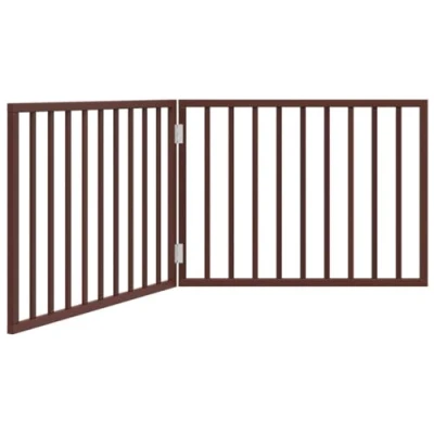 Image of vidaXL Dog Gate Poplar Wood, Brown, 2 Panels, Foldable, Freestanding, Pet Barrier for Small/Medium Dogs, No Installation.