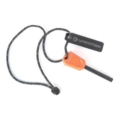 Image of Lifesystems Compact Ferro Rod Fire Starter with Easy Grip, Survival Steel Ferrocerium Stick Striker, Grey &amp; Orange