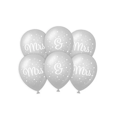 Image of PD Party 7035902 Wedding decoration Balloons Natural Rubber (Latex) Mrs. &amp; Mrs., Pack of 6, 30cm Length x Width Height