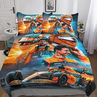 Image of BYTUGI F1 Racing Duvet Cover with Pillowcases 3D Printed Drivers Bedding Set Zipper Closure Soft Microfiber Quilt Double（200x200cm）