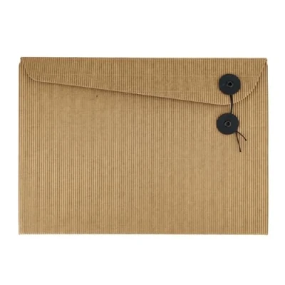 Image of Smart by Leviatan Cardboard Portfolio Folders 6 Piece Folder with Strap Closure for Safe Storage and Transport Storing Documents Made of Beautiful Corrugated Cardboard,Natural Brown