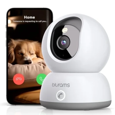 Image of blurams Indoor Camera 2K, Pet with App, 360 Baby Cameras House Security for Pet/Dog/Baby, One Touch Call, Color/IR Night Vision, Motion Detection, 2 Way Talk, Cloud&amp;SD(2.4GHz Only)