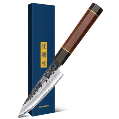 Image of HOSHANHO Paring Knife 3.75 Inch Peeling Knife, Razor Sharp Japanese VG10 Steel Core Small Kitchen Hand Forged Fruit for &amp; Coring with Ergonomic Handle