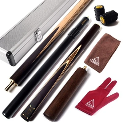 Image of CUESOUL 57&quot; Handcraft 3/4 Jointed Snooker Cue with 2 Extension Packed in Aluminium Case D307