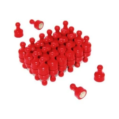 Image of Red Skittle Magnet for Fridge, Office, Whiteboard, Noticeboard, Filing Cabinet 12mm dia x 21mm tall Pack of 48