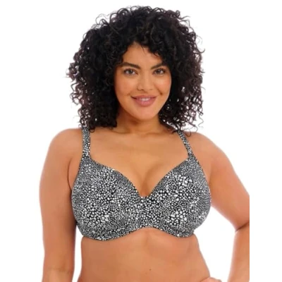 Image of Elomi Womens Pebble Cove Plunge Bikini Top Black Polyamide Size 36GG